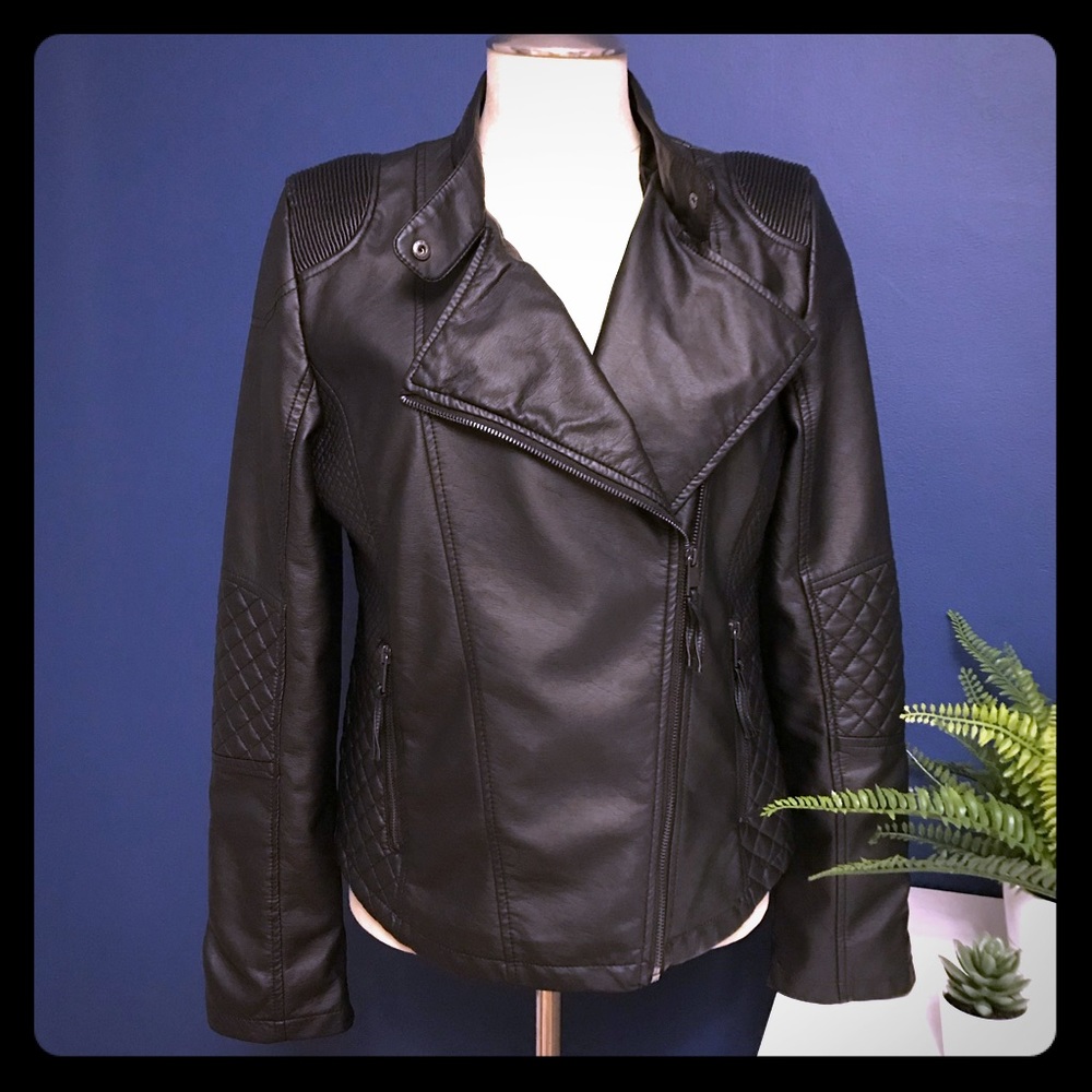 Quilted Faux Leather Moto Jacket